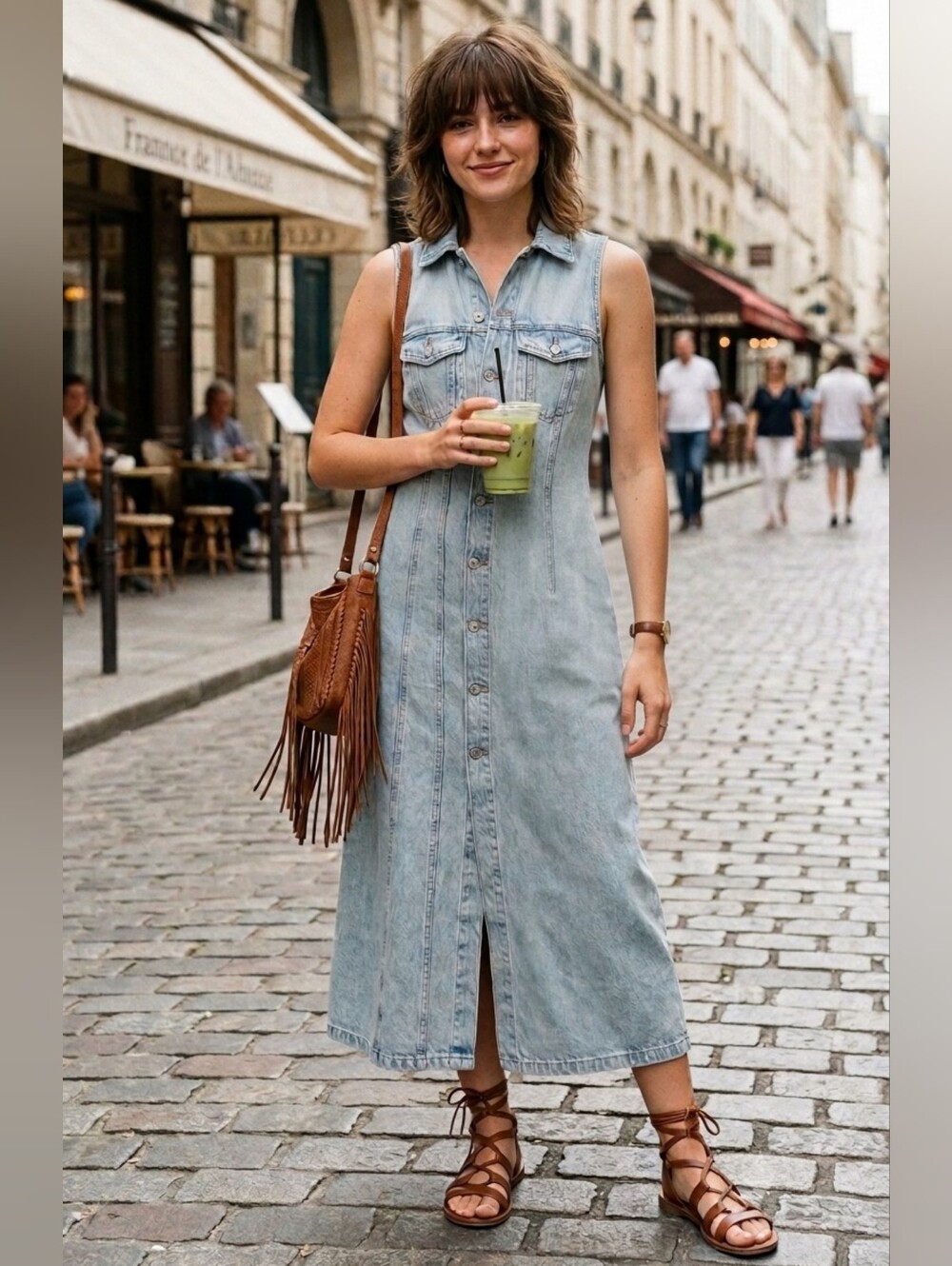 NWT Mango Sleeveless Denim Maxi Dress